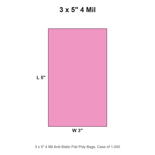 3 x 5" 4 Mil Anti-Static Flat Poly Bags