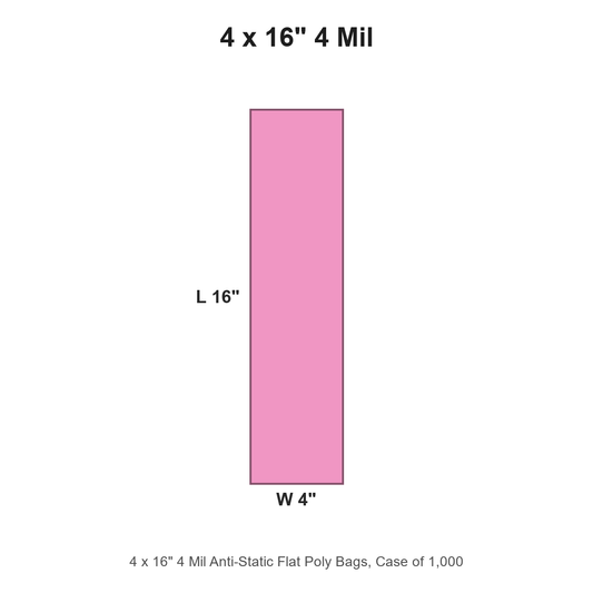 4 x 16" 4 Mil Anti-Static Flat Poly Bags