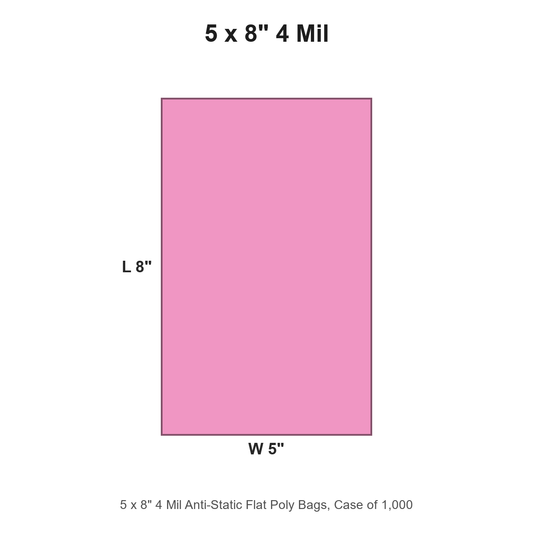 5 x 8" 4 Mil Anti-Static Flat Poly Bags