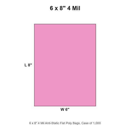 6 x 8" 4 Mil Anti-Static Flat Poly Bags