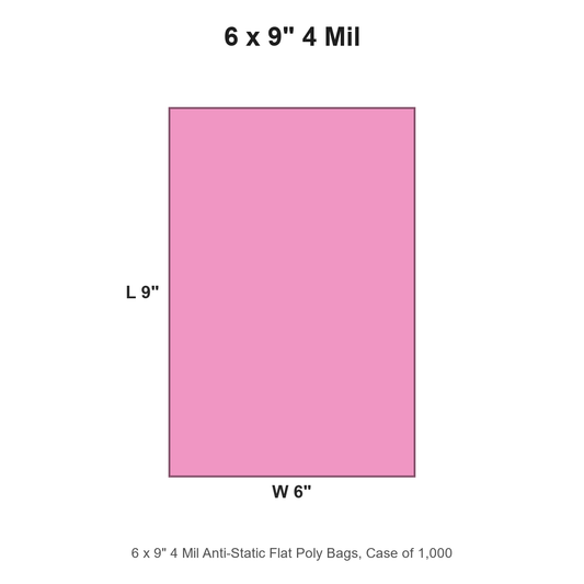 6 x 9" 4 Mil Anti-Static Flat Poly Bags