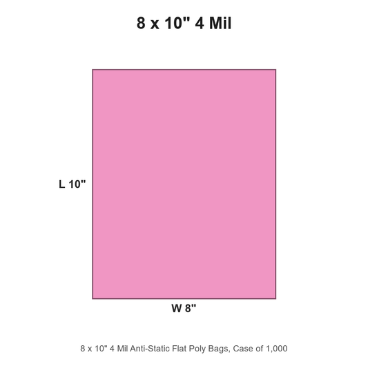 8 x 10" 4 Mil Anti-Static Flat Poly Bags