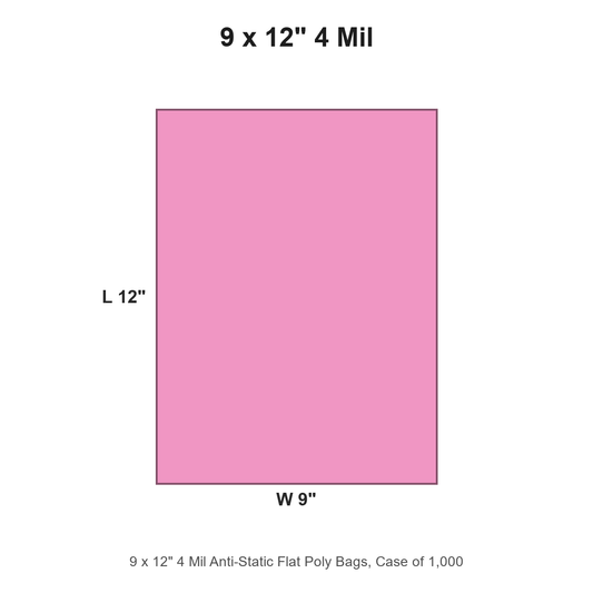 9 x 12" 4 Mil Anti-Static Flat Poly Bags