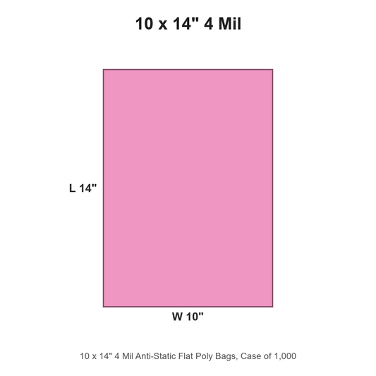 10 x 14" 4 Mil Anti-Static Flat Poly Bags