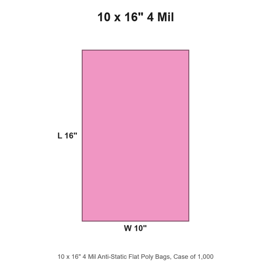 10 x 16" 4 Mil Anti-Static Flat Poly Bags