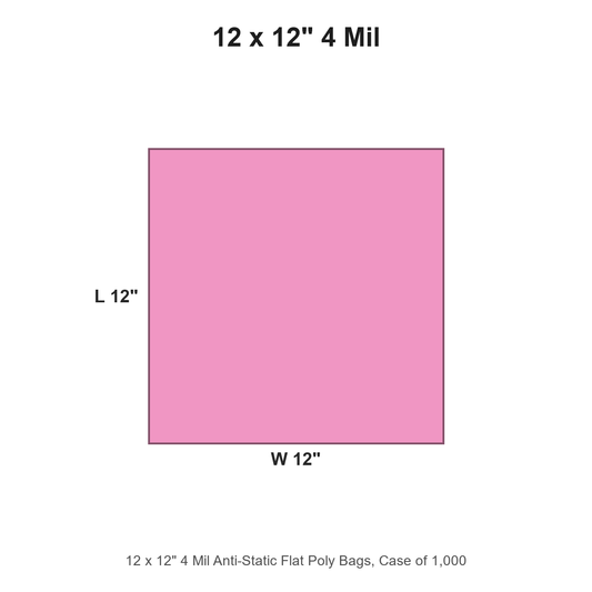 12 x 12" 4 Mil Anti-Static Flat Poly Bags