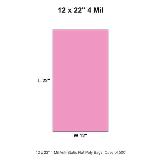 12 x 22" 4 Mil Anti-Static Flat Poly Bags