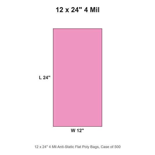 12 x 24" 4 Mil Anti-Static Flat Poly Bags