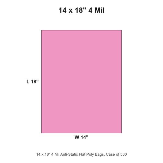 14 x 18" 4 Mil Anti-Static Flat Poly Bags