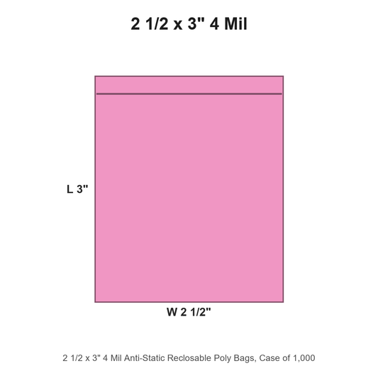 2 1/2 x 3" 4 Mil Anti-Static Reclosable Poly Bags