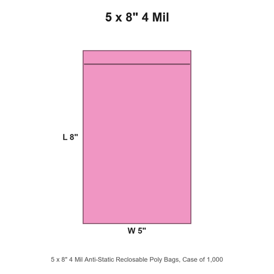 5 x 8" 4 Mil Anti-Static Reclosable Poly Bags