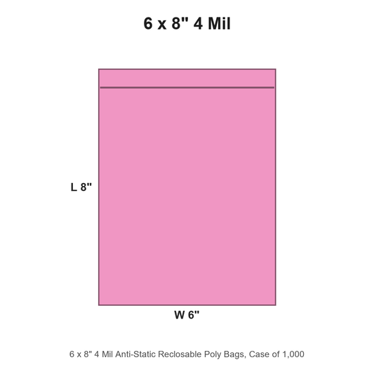 6 x 8" 4 Mil Anti-Static Reclosable Poly Bags