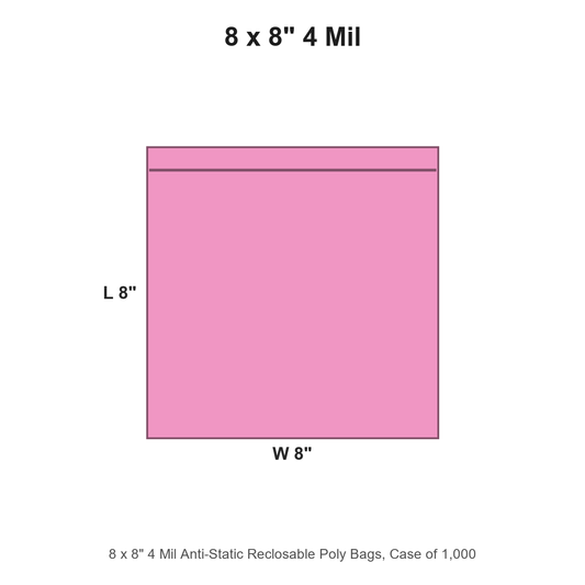 8 x 8" 4 Mil Anti-Static Reclosable Poly Bags
