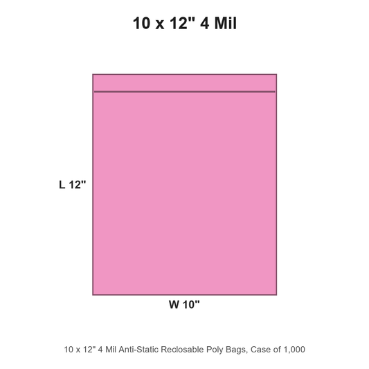 10 x 12" 4 Mil Anti-Static Reclosable Poly Bags
