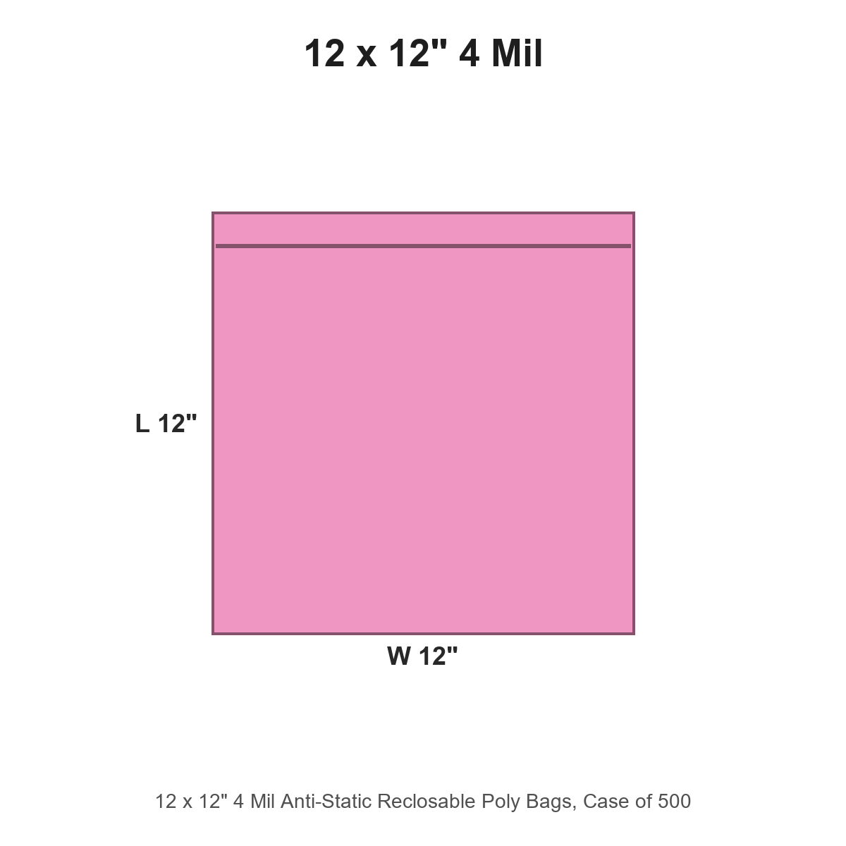 12 x 12" 4 Mil Anti-Static Reclosable Poly Bags