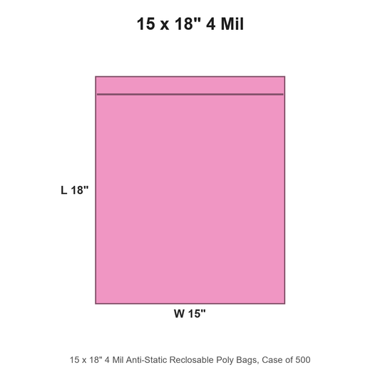 15 x 18" 4 Mil Anti-Static Reclosable Poly Bags