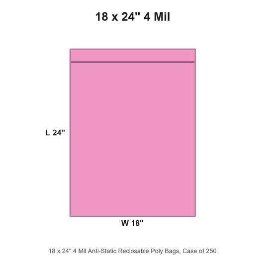 18 x 24" 4 Mil Anti-Static Reclosable Poly Bags