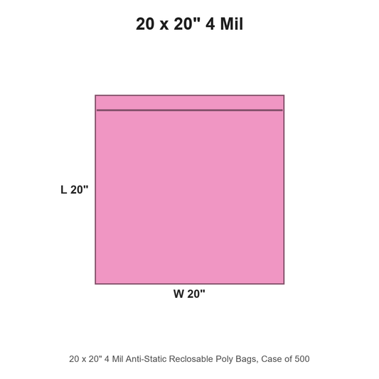 20 x 20" 4 Mil Anti-Static Reclosable Poly Bags