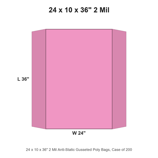 24 x 10 x 36" 2 Mil Anti-Static Gusseted Poly Bags