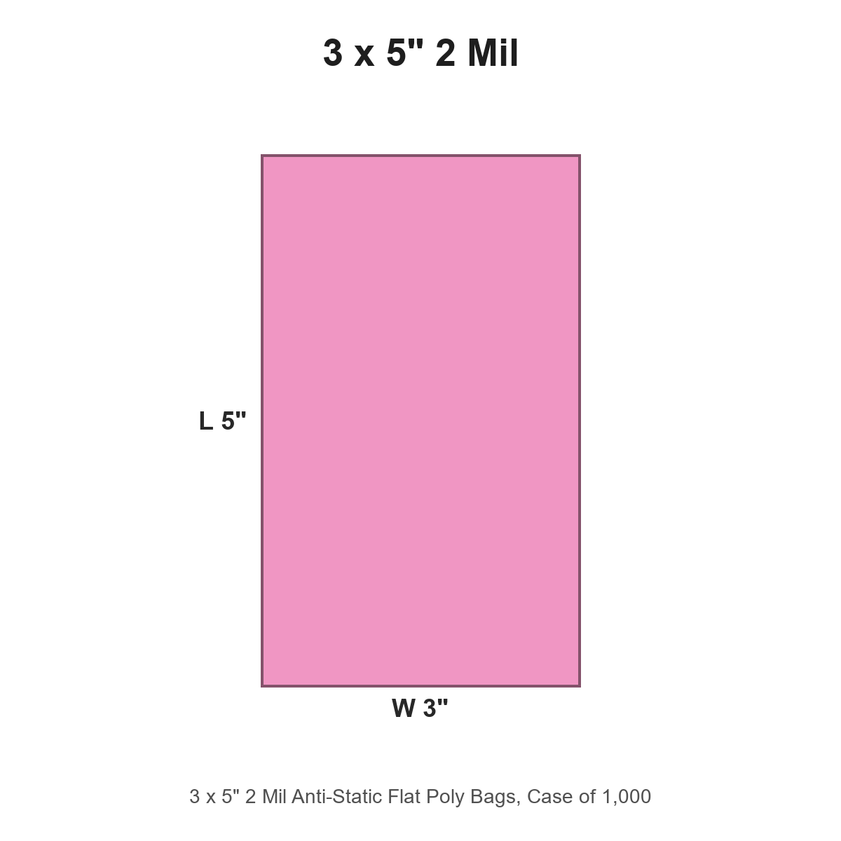 3 x 5" 2 Mil Anti-Static Flat Poly Bags