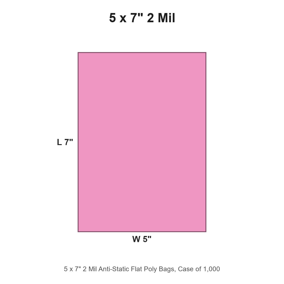 5 x 7" 2 Mil Anti-Static Flat Poly Bags