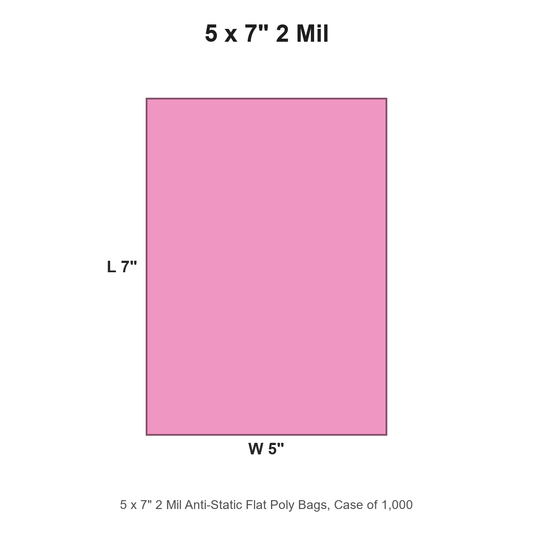 5 x 7" 2 Mil Anti-Static Flat Poly Bags