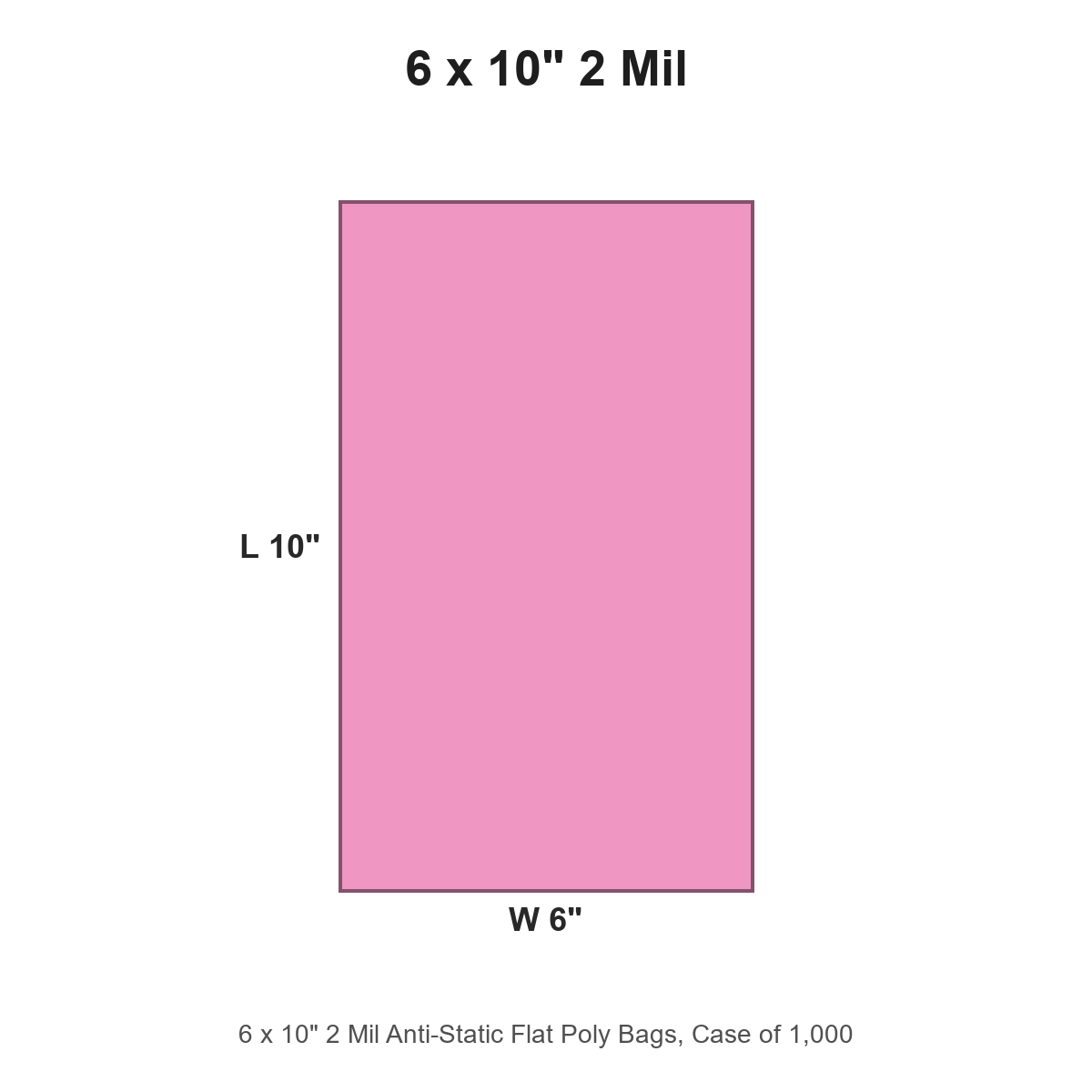 6 x 10" 2 Mil Anti-Static Flat Poly Bags