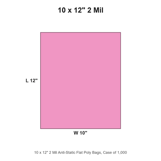 10 x 12" 2 Mil Anti-Static Flat Poly Bags