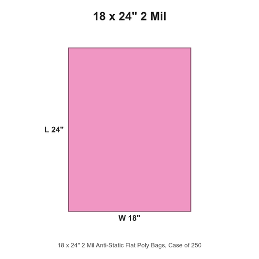 18 x 24" 2 Mil Anti-Static Flat Poly Bags