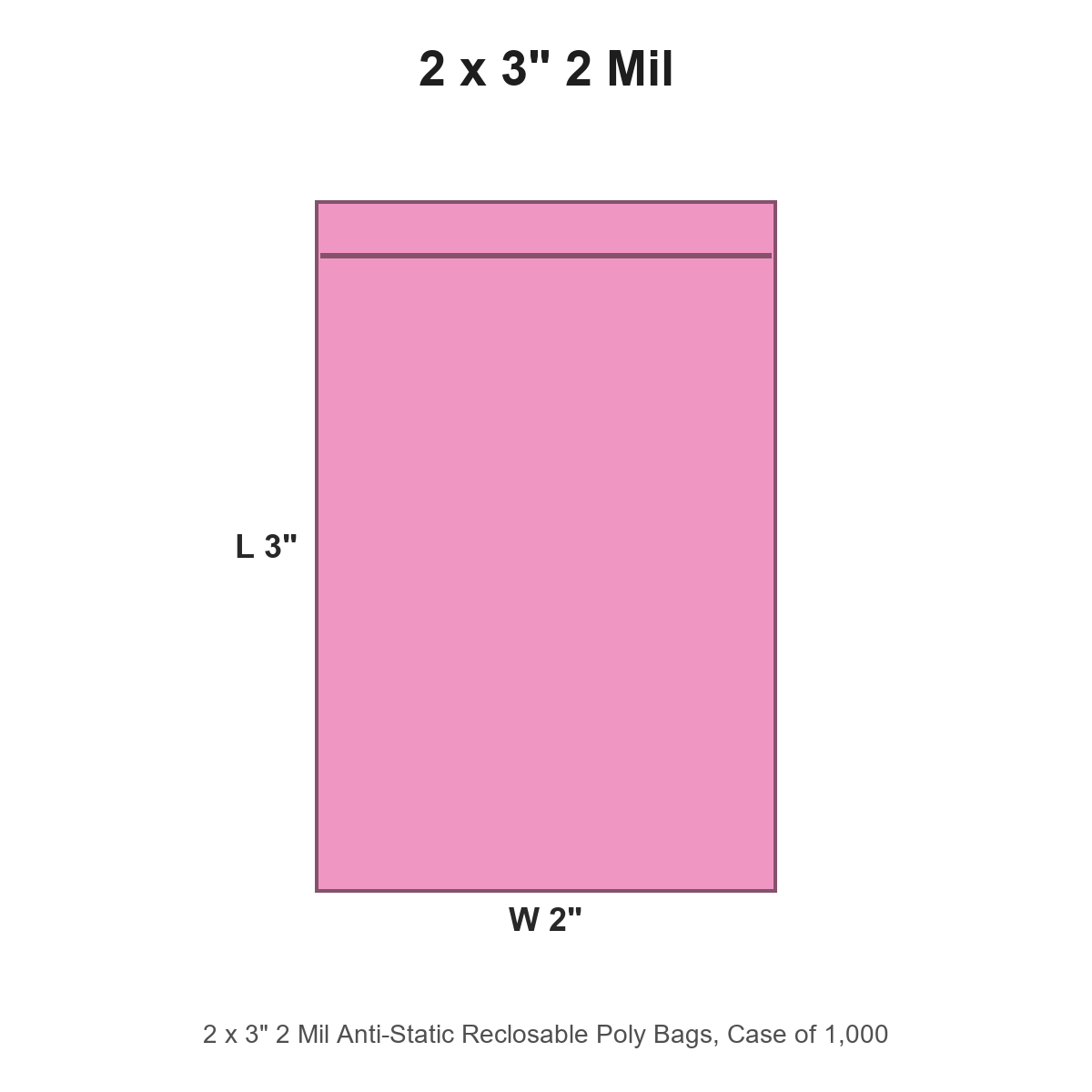 2 x 3" 2 Mil Anti-Static Reclosable Poly Bags