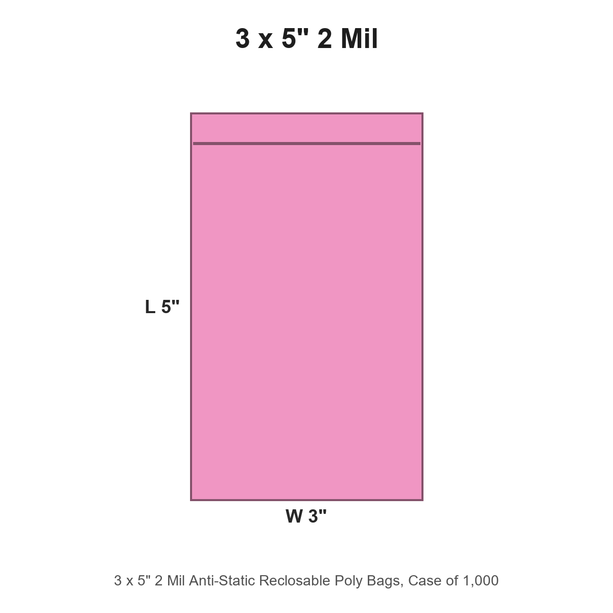 3 x 5" 2 Mil Anti-Static Reclosable Poly Bags