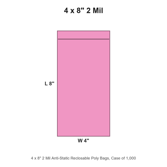 4 x 8" 2 Mil Anti-Static Reclosable Poly Bags