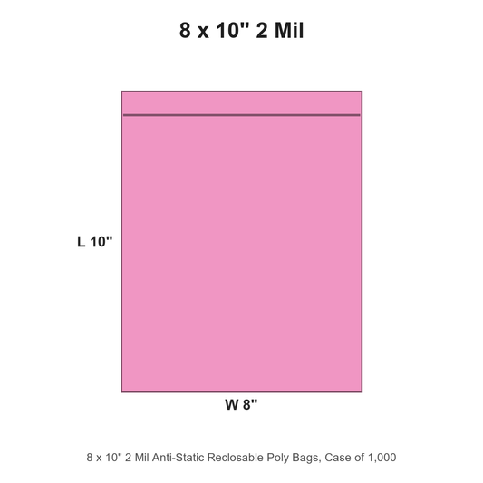 8 x 10" 2 Mil Anti-Static Reclosable Poly Bags