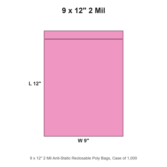 9 x 12" 2 Mil Anti-Static Reclosable Poly Bags
