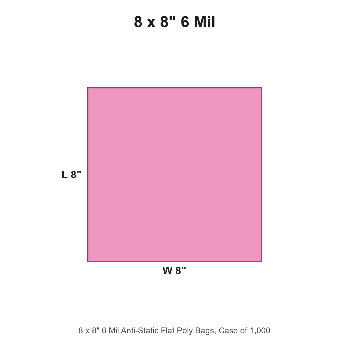 8 x 8" 6 Mil Anti-Static Flat Poly Bags