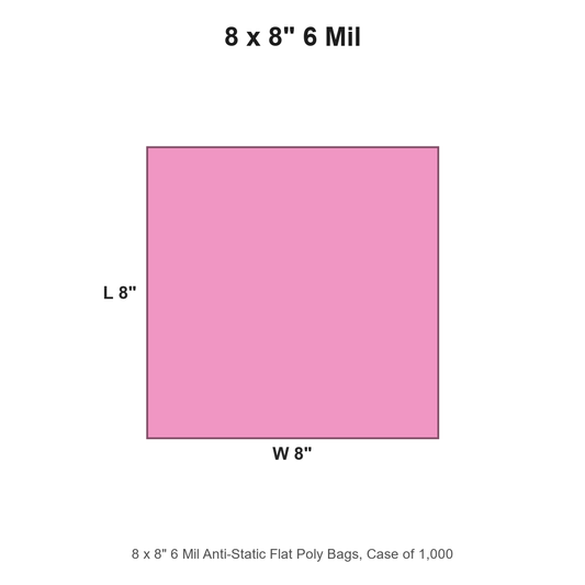 8 x 8" 6 Mil Anti-Static Flat Poly Bags