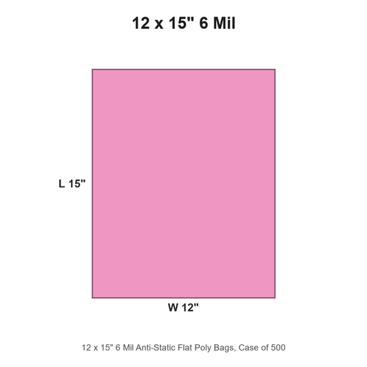 12 x 15" 6 Mil Anti-Static Flat Poly Bags