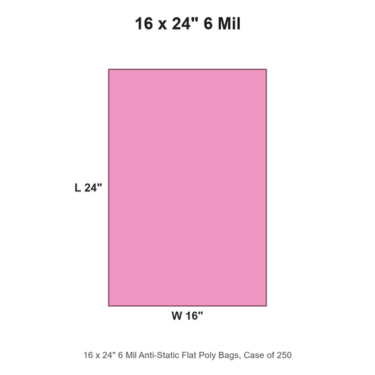 16 x 24" 6 Mil Anti-Static Flat Poly Bags