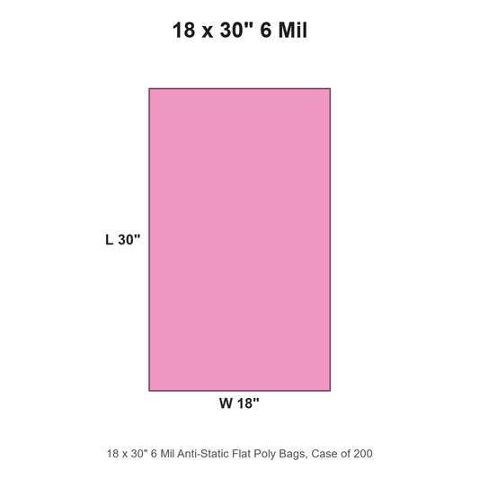 18 x 30" 6 Mil Anti-Static Flat Poly Bags