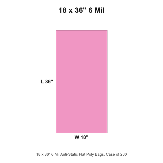 18 x 36" 6 Mil Anti-Static Flat Poly Bags