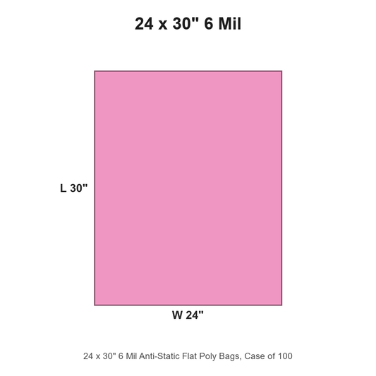 24 x 30" 6 Mil Anti-Static Flat Poly Bags