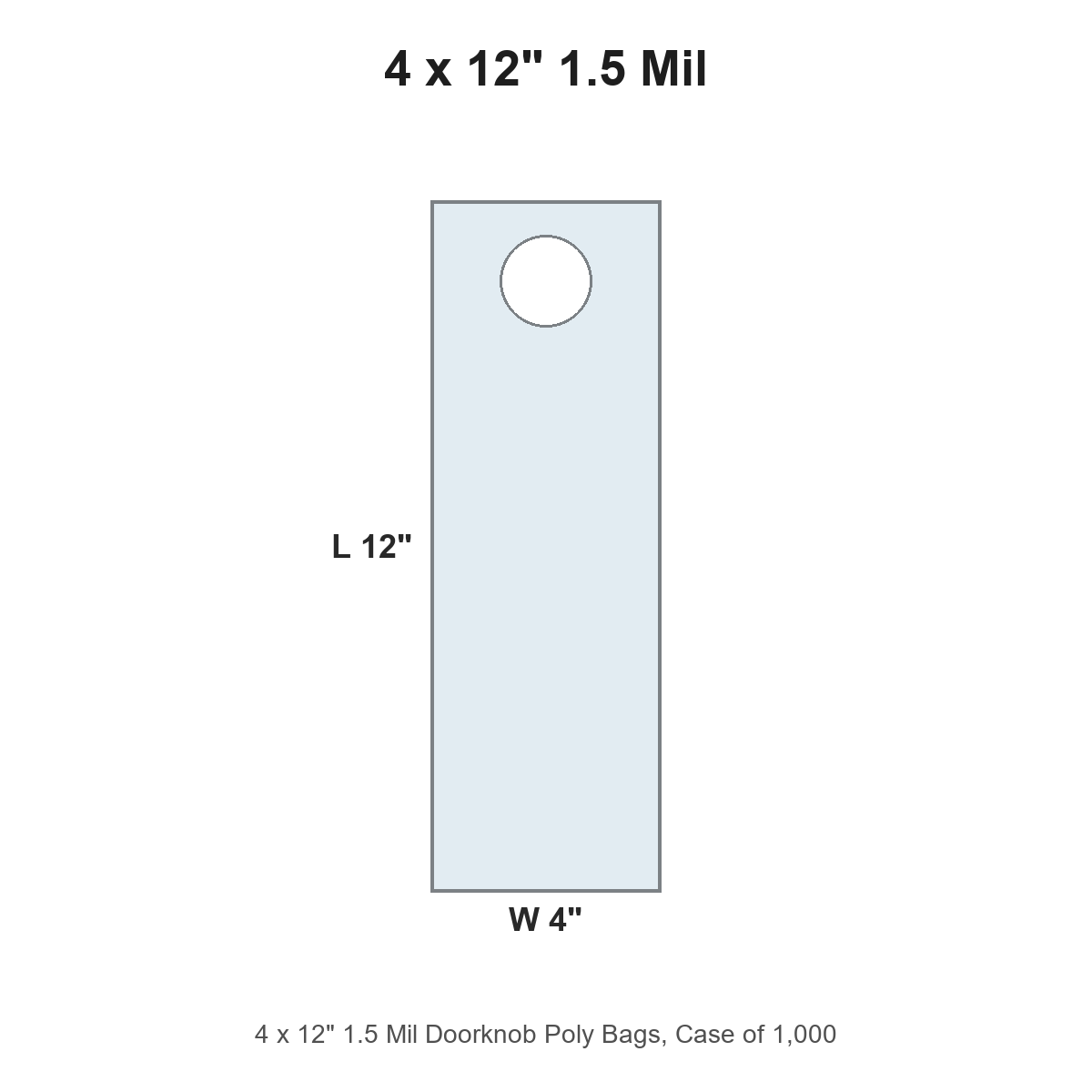 4 x 12" 1.5 Mil Doorknob Poly Bags