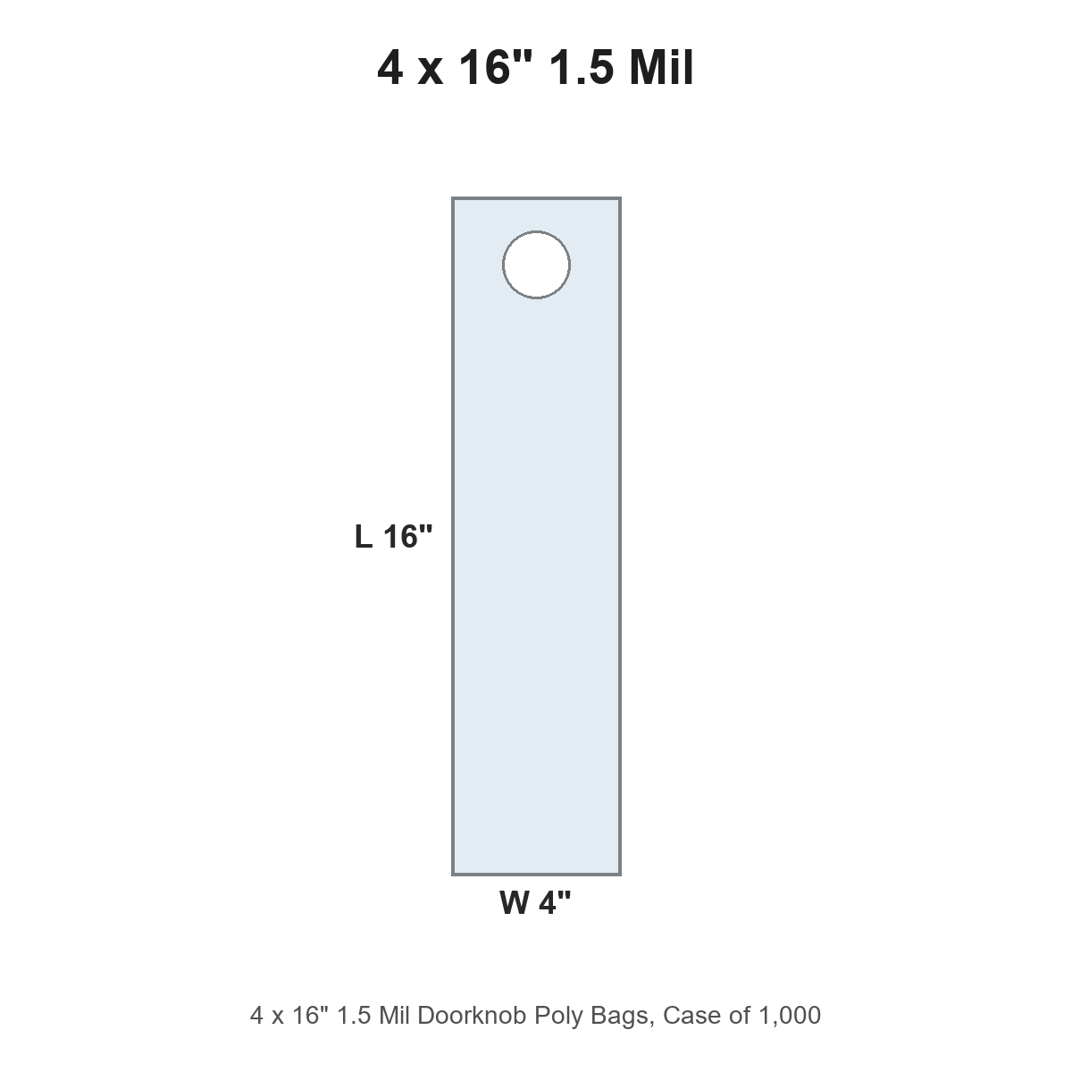 4 x 16" 1.5 Mil Doorknob Poly Bags