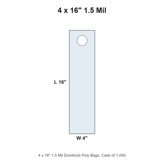 4 x 16" 1.5 Mil Doorknob Poly Bags