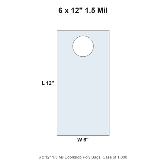 6 x 12" 1.5 Mil Doorknob Poly Bags