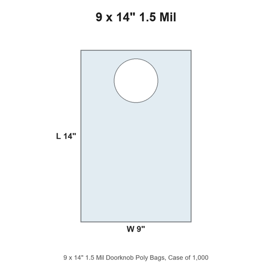 9 x 14" 1.5 Mil Doorknob Poly Bags