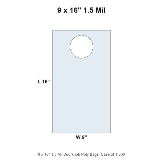 9 x 16" 1.5 Mil Doorknob Poly Bags