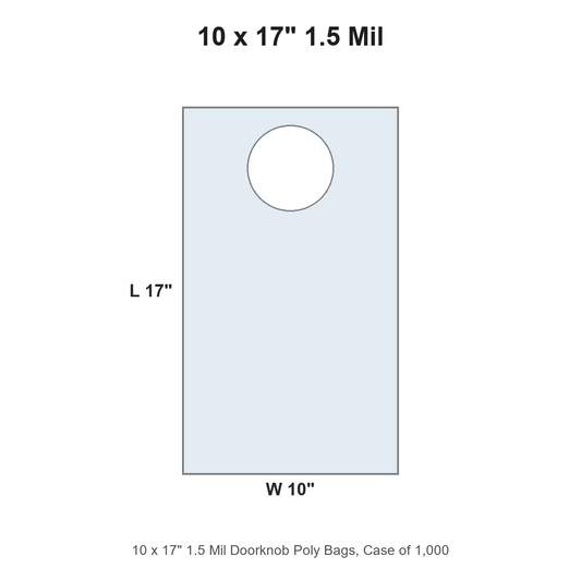 10 x 17" 1.5 Mil Doorknob Poly Bags