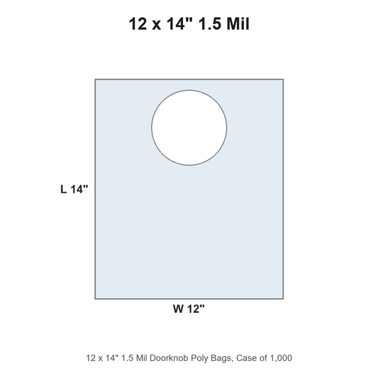 12 x 14" 1.5 Mil Doorknob Poly Bags