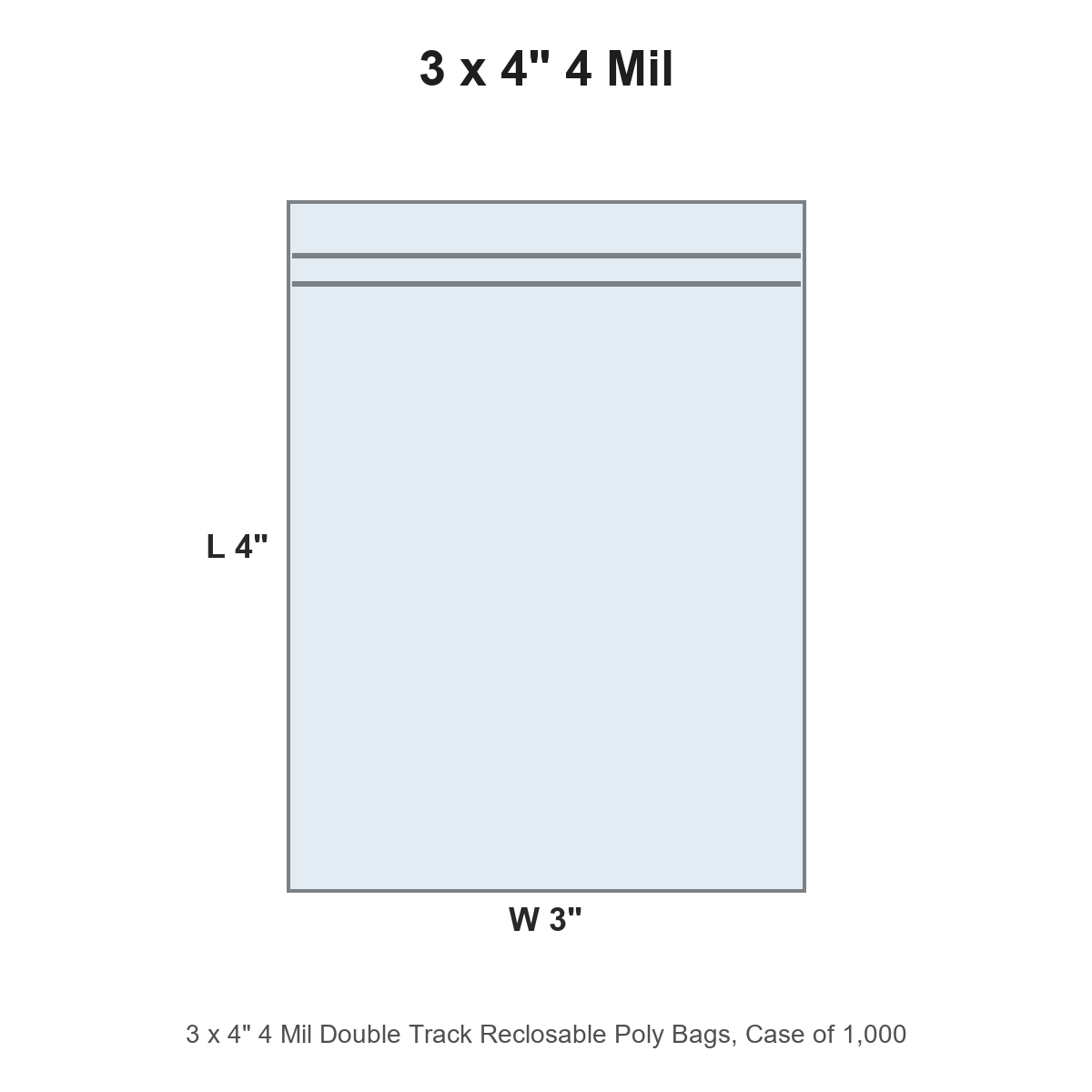 3 x 4" 4 Mil Double Track Reclosable Poly Bags